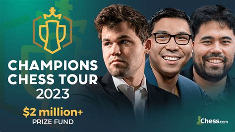 Champion chess tour 2023  Coverage of the season's eight tournaments continues on May 22 for the ChessKid event, at 17:00 CET / 16:00 GMT / 11:00 ET everyday, 2023 Champions Chess Tour dates